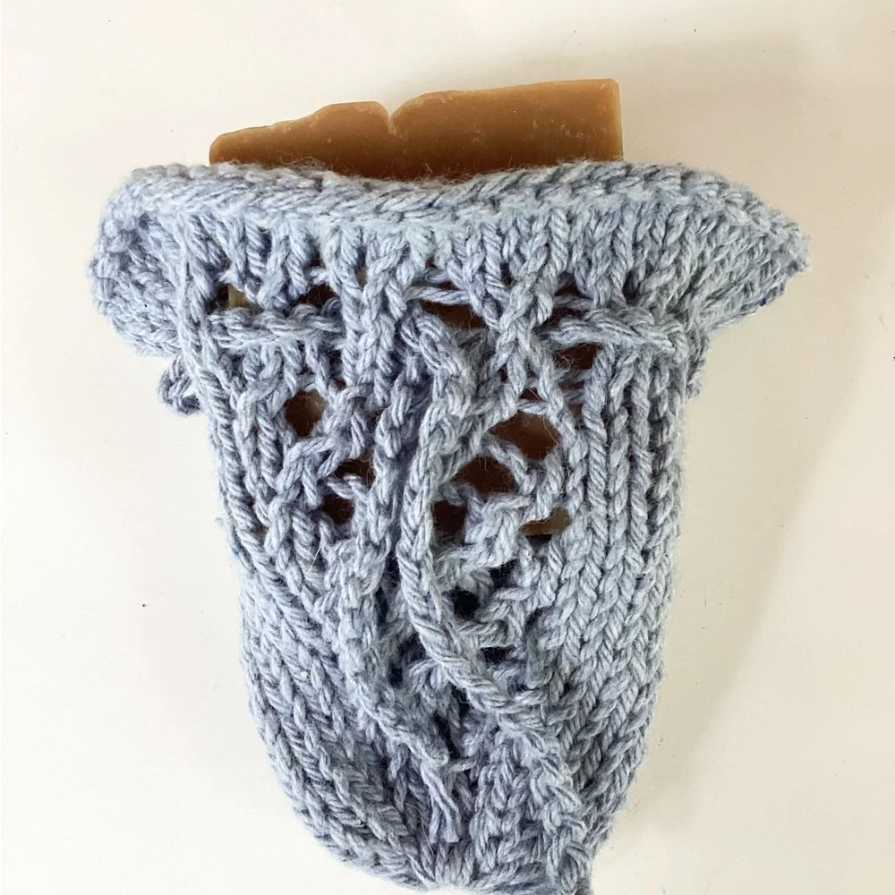 Soap Saver Bag Pouch Hand Crafted Denim Blue Cotton Bath Essential Exfoliating